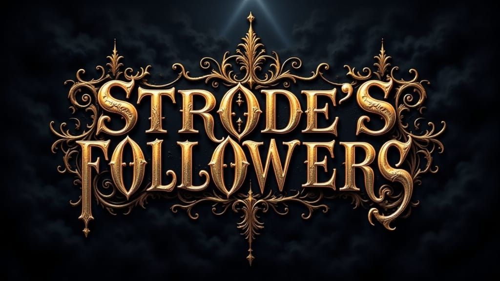 Gothic 'STRODE'S FOLLOWERS' Text in Dark Fantasy Style