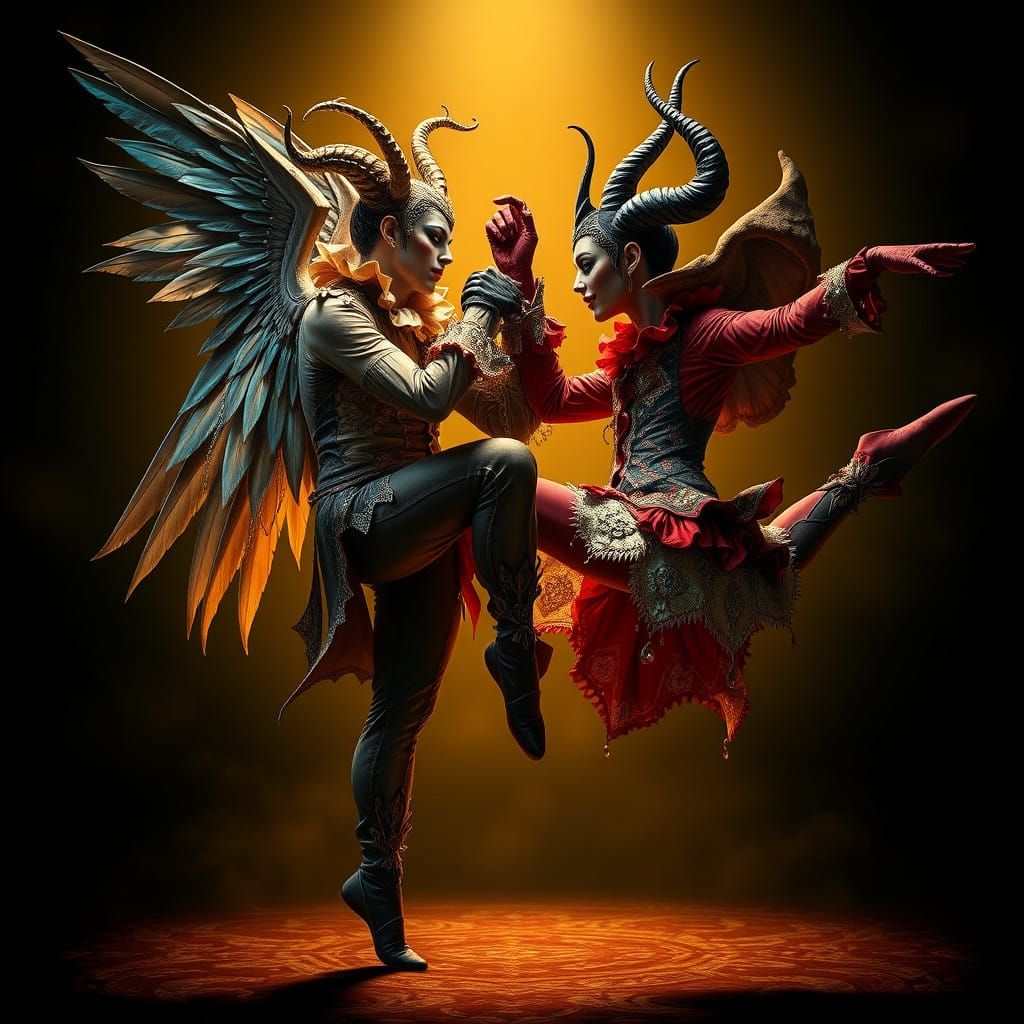 Ethereal Jesters Entwined in Dark Fantasy