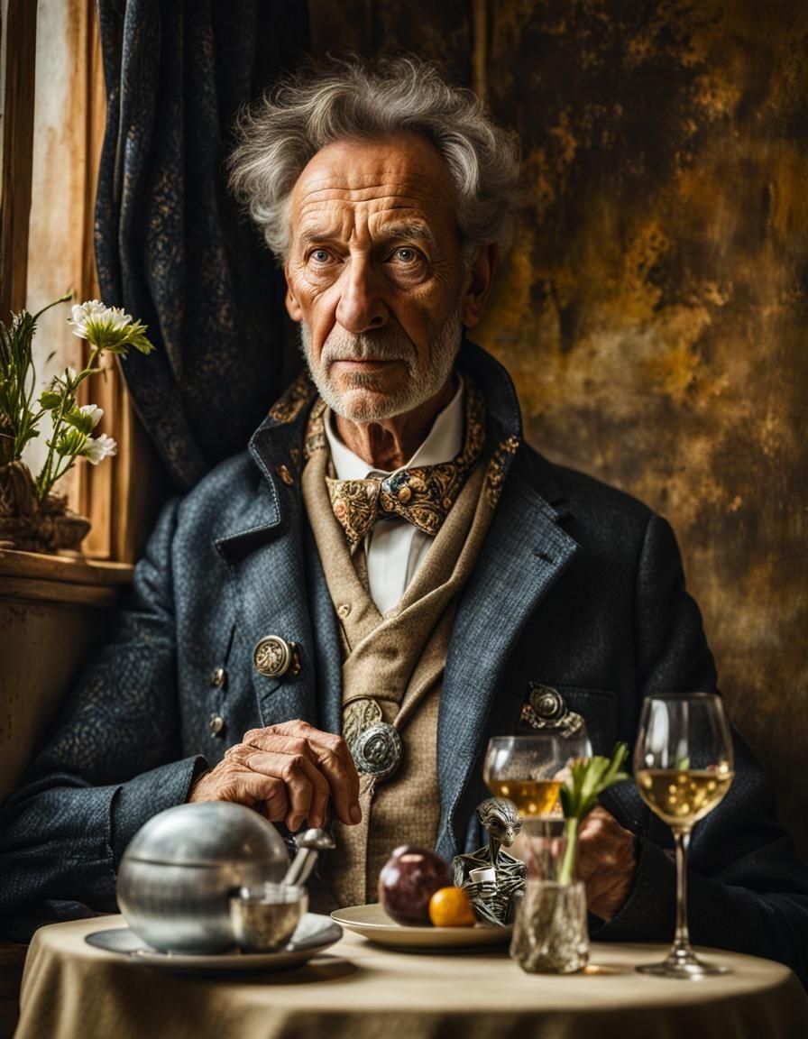 Surreal Alien Celebration in Restaurant: Dreamy Art