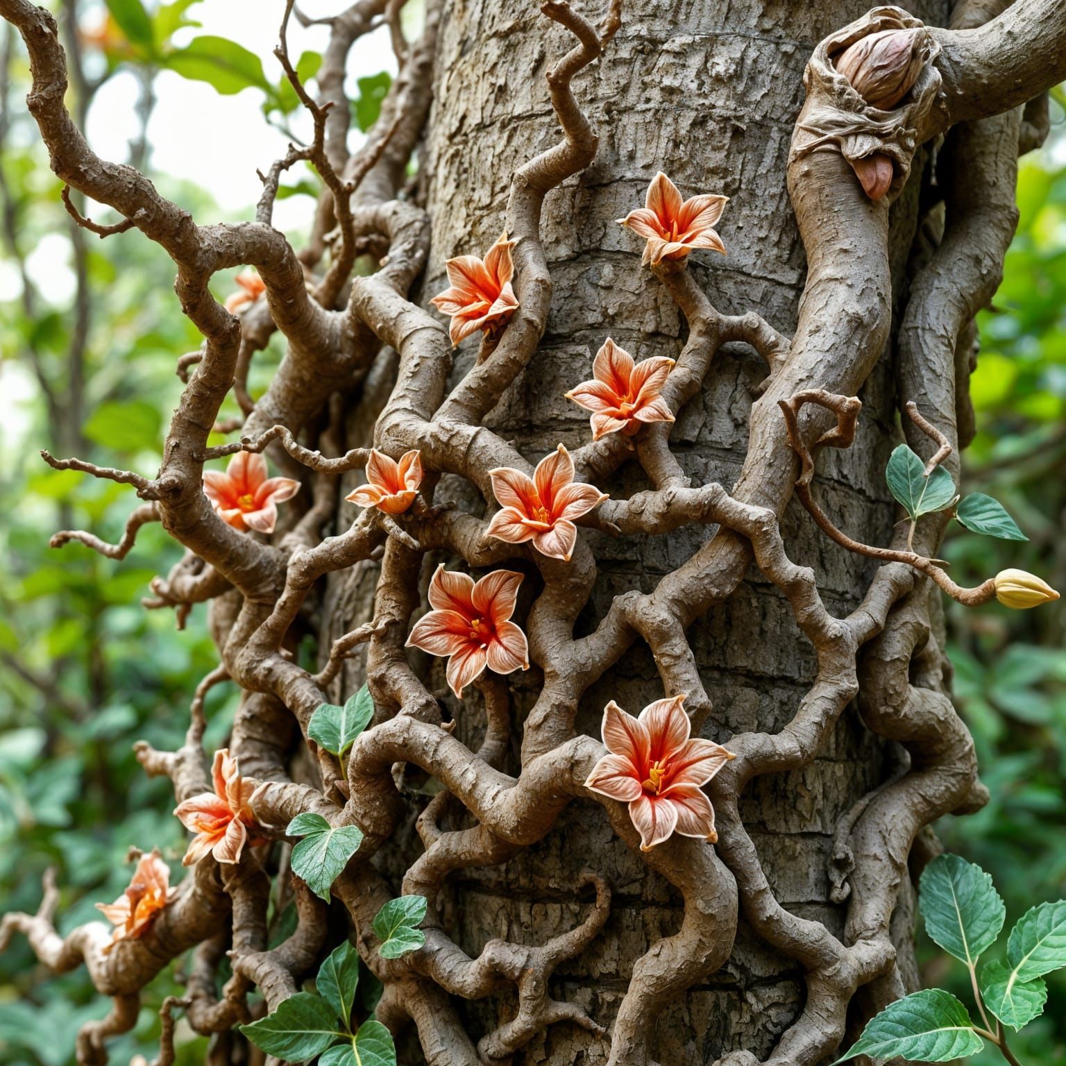 Hyperrealistic Fractal Vines in Natural Setting