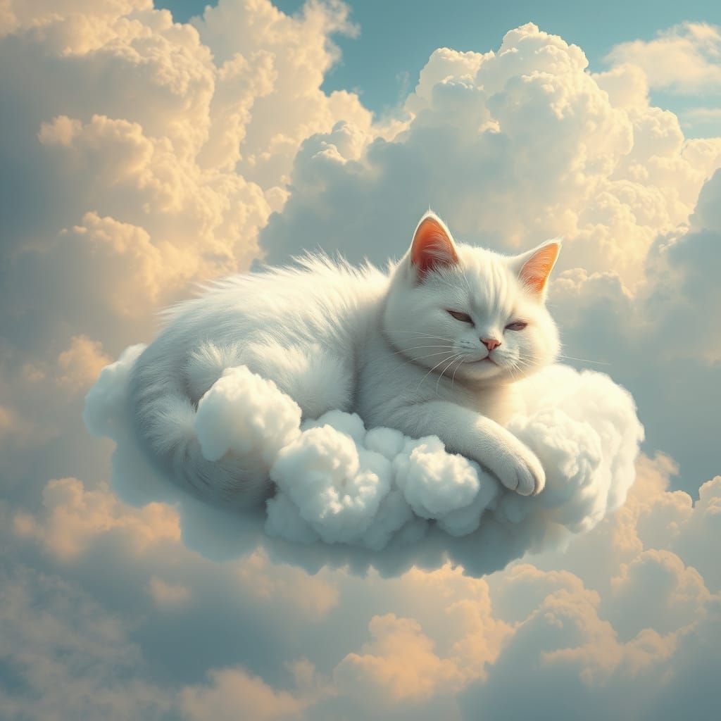 Dreamy Cloud Cat in Ethereal Surroundings