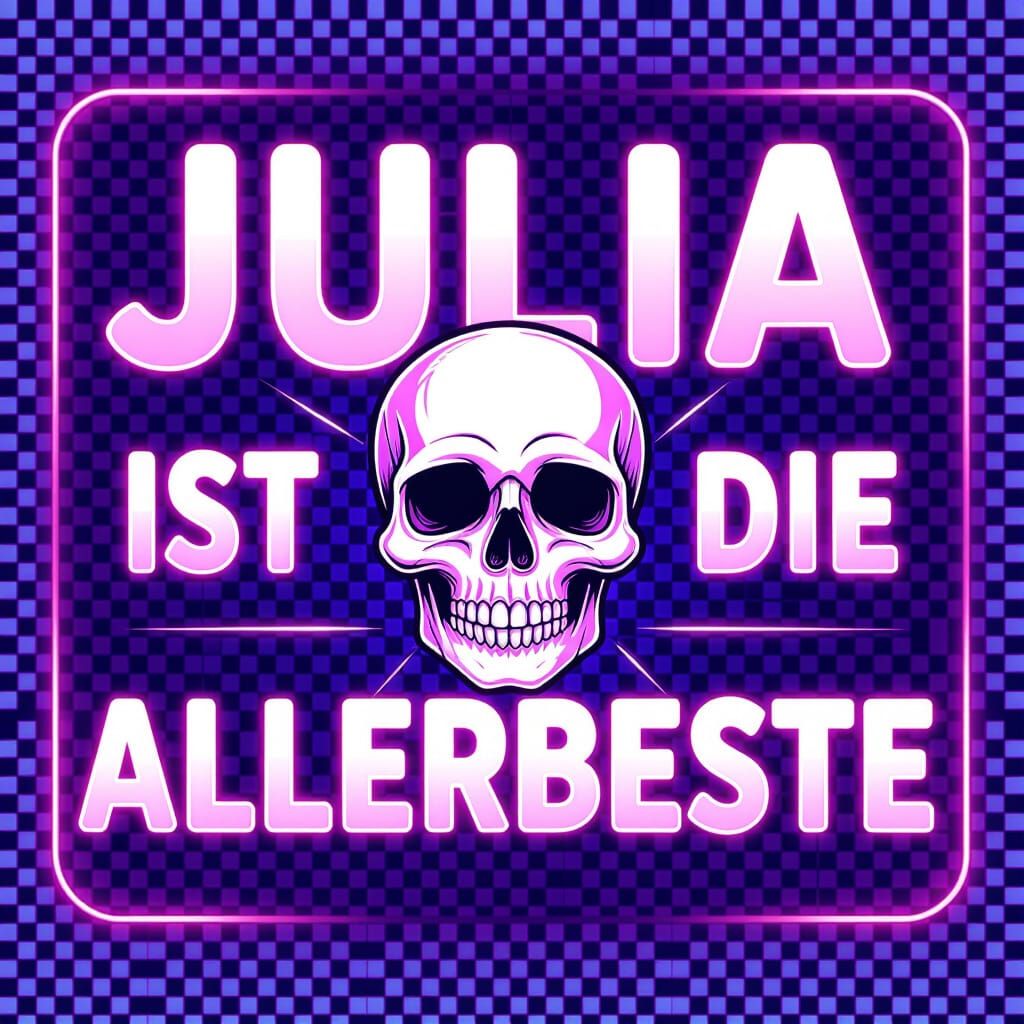 Neon Pink & Purple "JULIA IST DIE ALLERBESTE" Text with Cute...