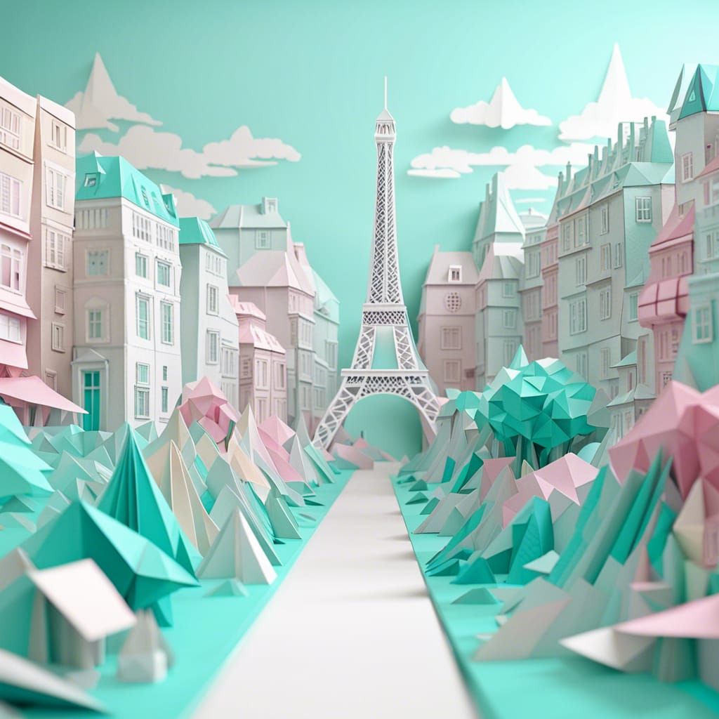 Intricate 3D Origami City Landscape of Paris