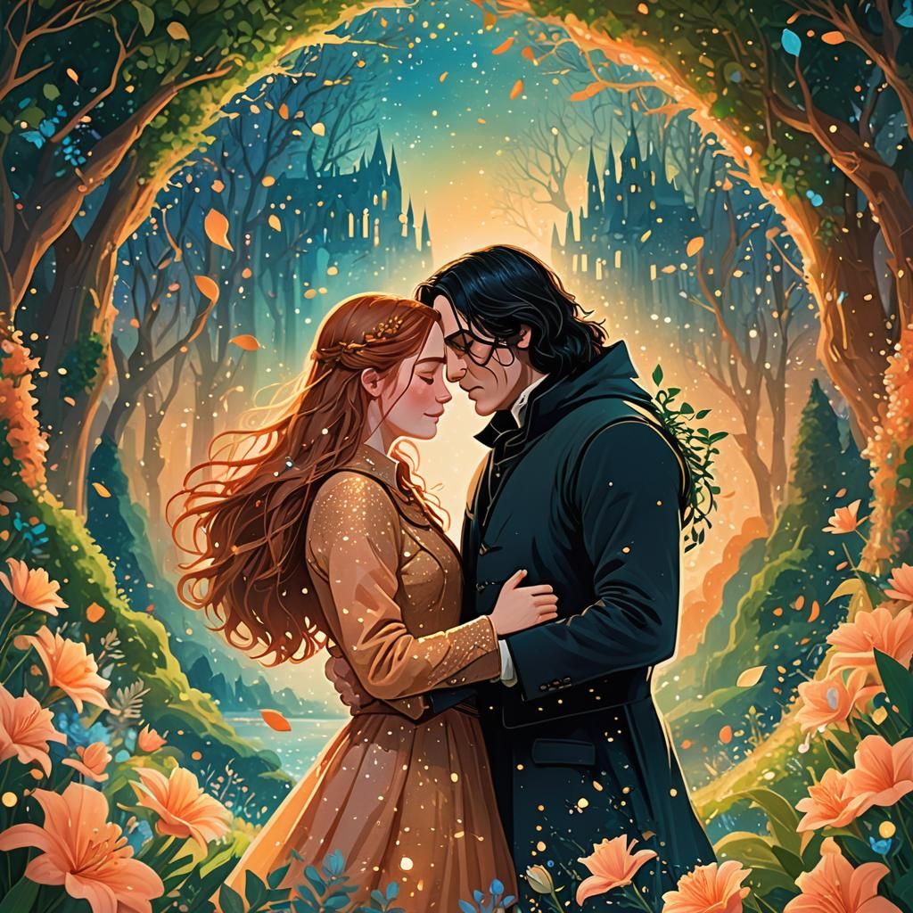 Lily Potter and Severus Snape Embrace: 3D Digital Art