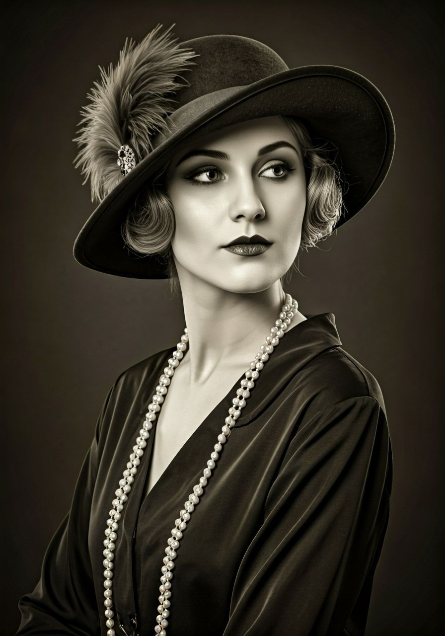 Beautiful Woman in Roaring Twenties Hat