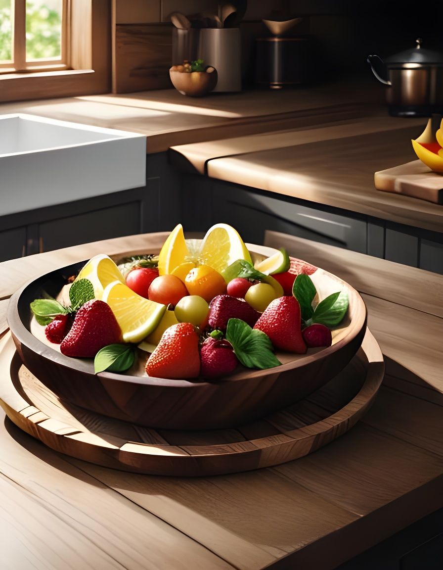 Detailed Food Shot of Fruits in Classic Kitchen