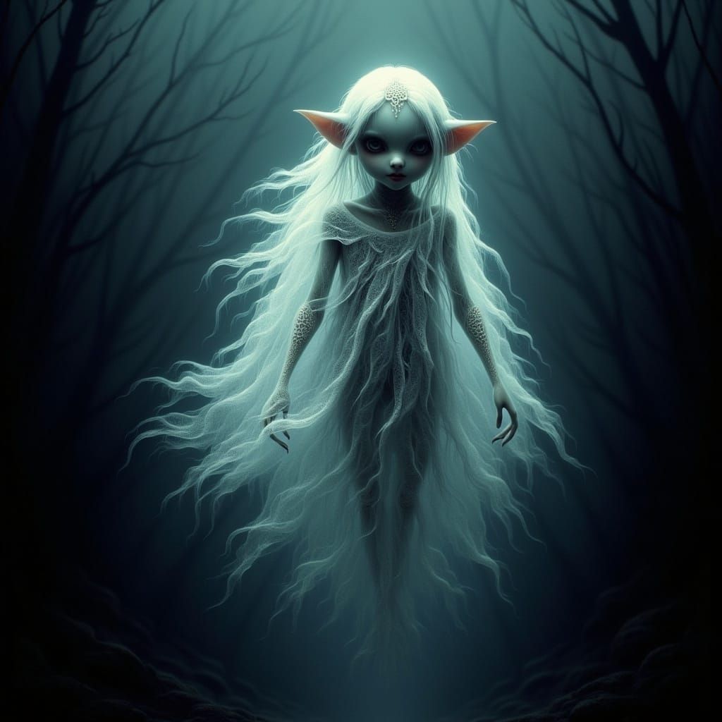 Glowing Gothic Creature in Mystical Realm