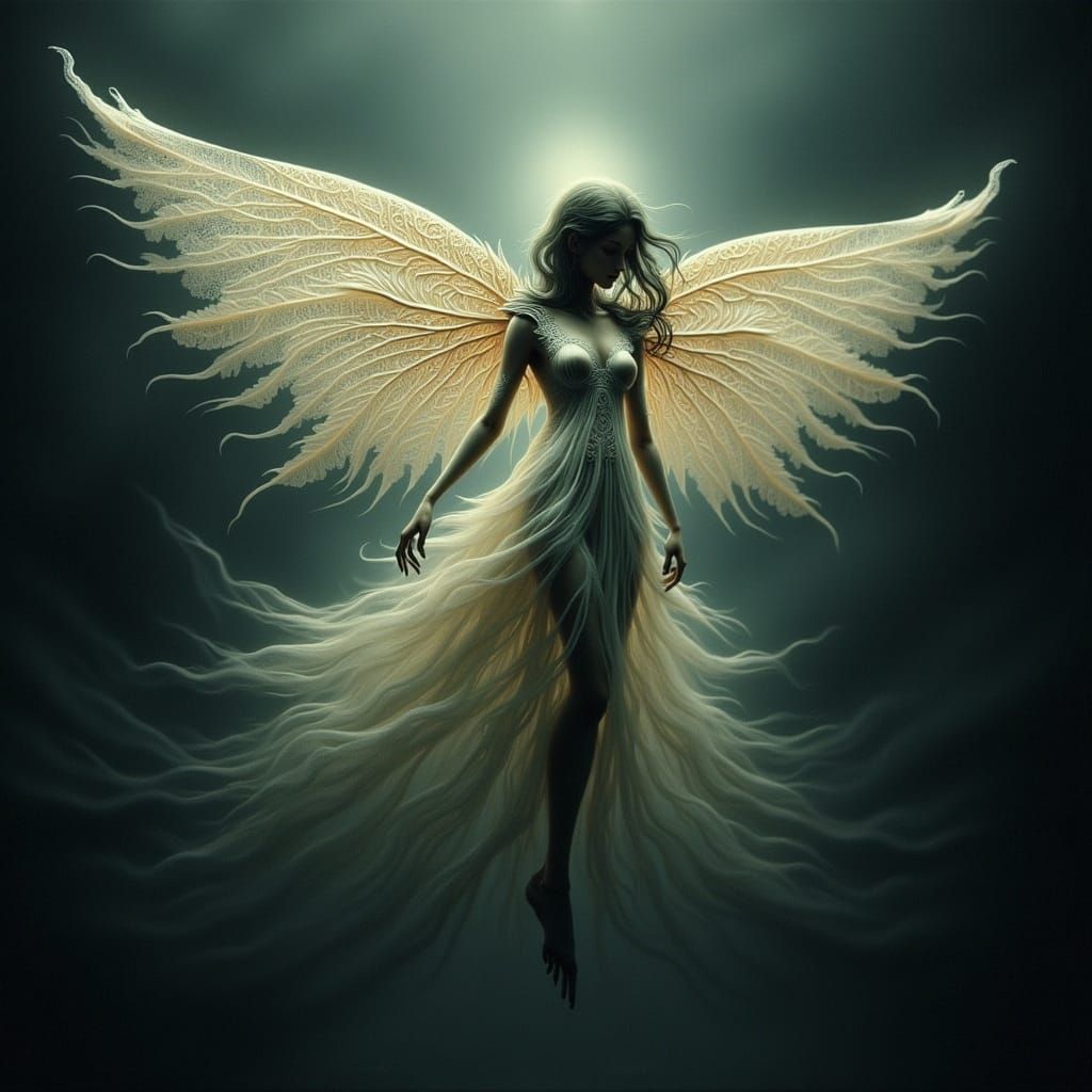 Ethereal Glowing Creature in Gothic Art Style