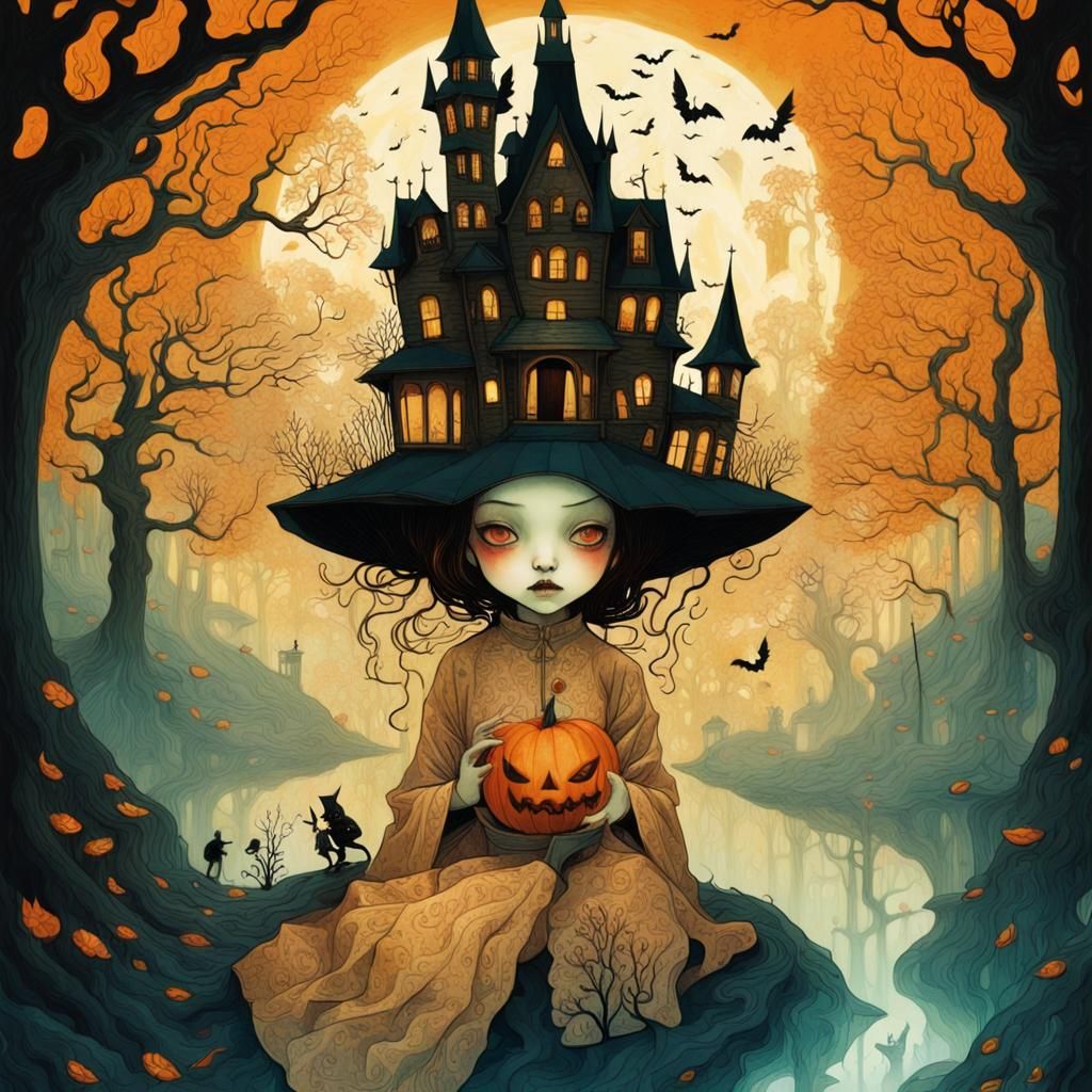 Halloween Journey: Surreal Double Exposure Collage Art