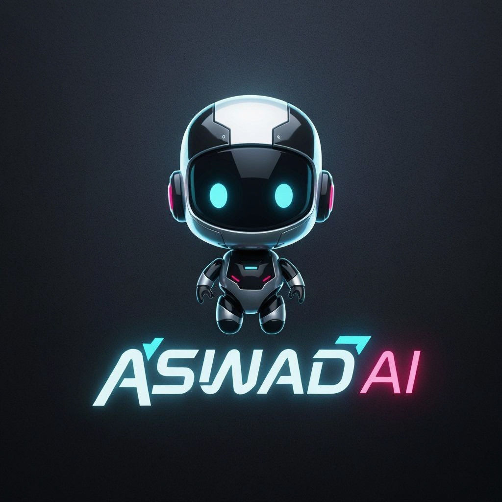 Modern Logo with Robot Avatar for Aswad AI