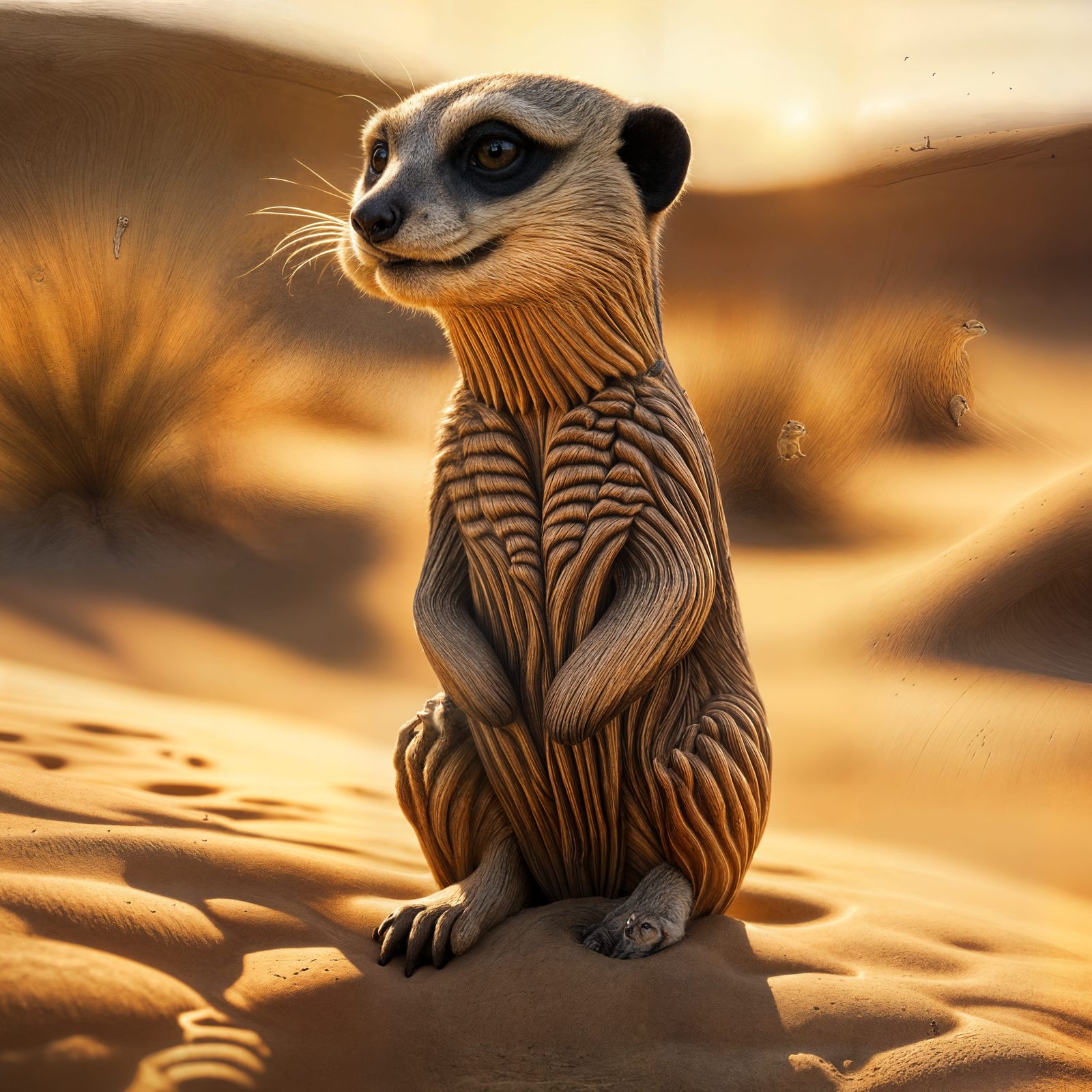 Meercat Wood Carving as Matte Painting