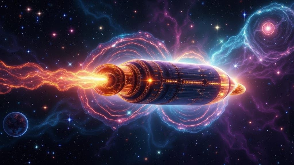 Mirror Cylinder in Surreal Cosmic Nebula