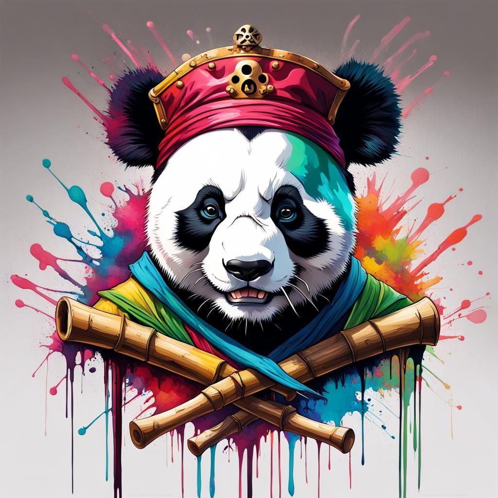 colourful king panda