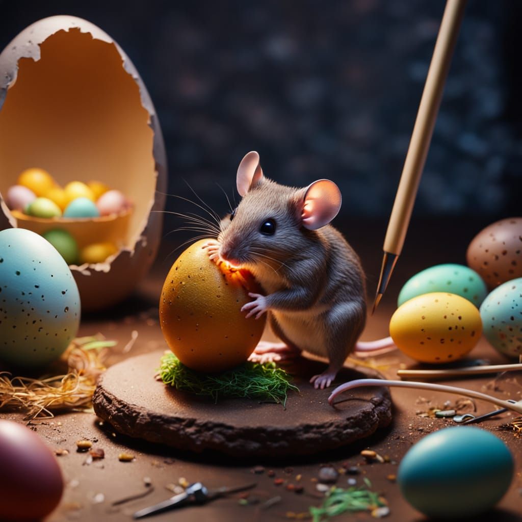 Vibrant Easter Egg Sculpture in a Cozy Studio