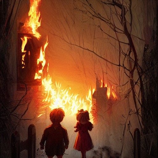 Hansel and Gretel Burn Gingerbread House: Sinister Art