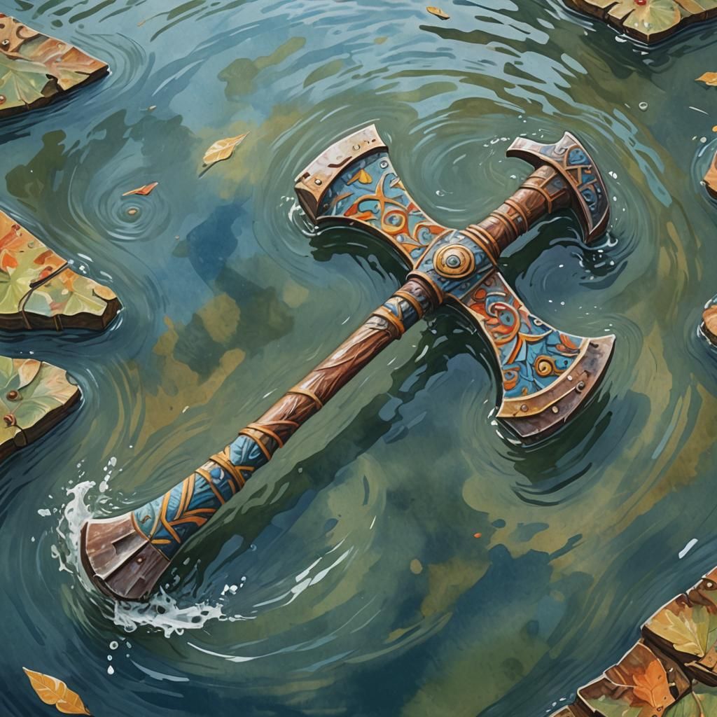 Iron Age Axe Head in Gouache Style