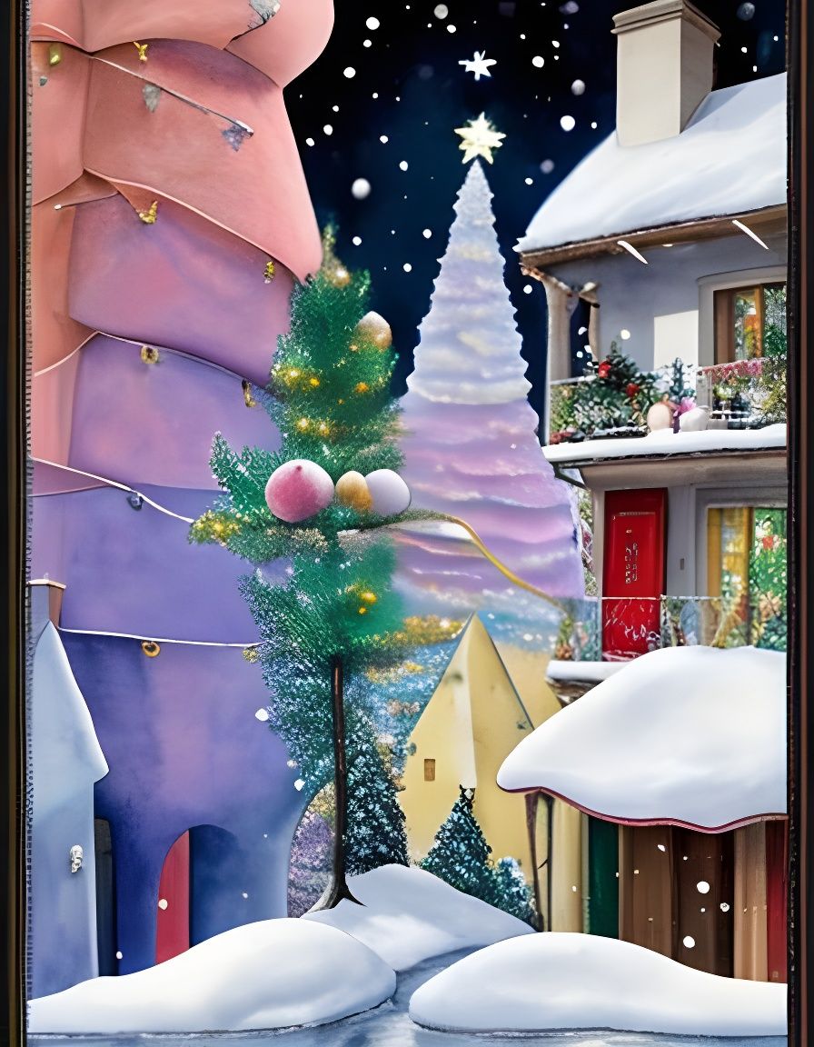 Festive Christmas Sweater in Cubist Aquarelle Style