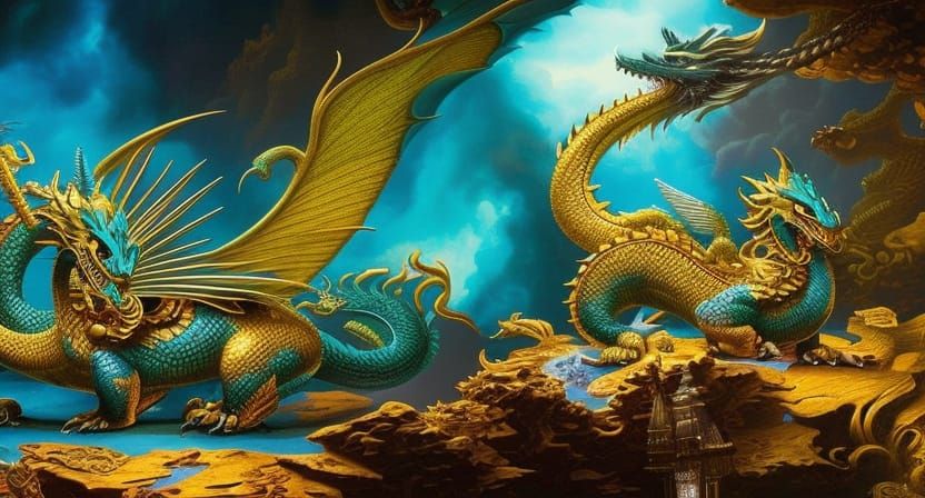 Teal Dragon Guards Treasure Hoard