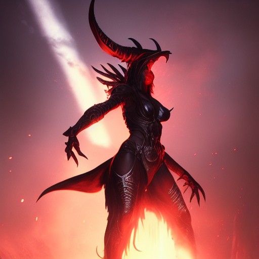 Devil Queen Shoots Rays: Dark Fantasy Concept Art