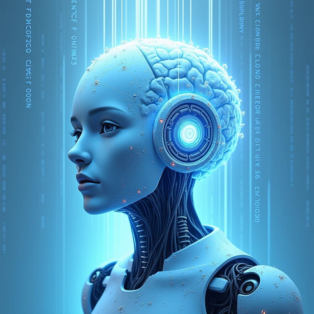 Futuristic AI Robot Brain in Modern Design