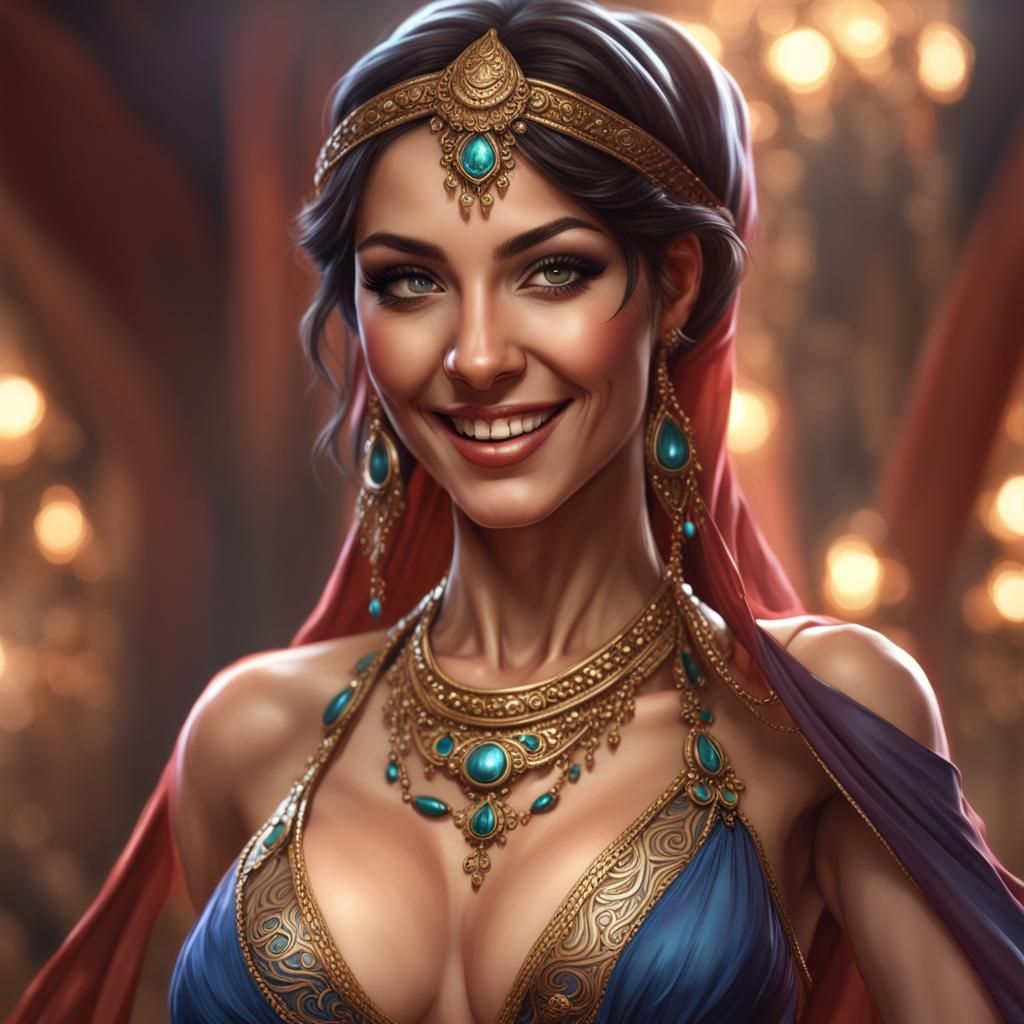 Beautiful Belly Dancer Artgerm Style, Detailed Matte Paintin...