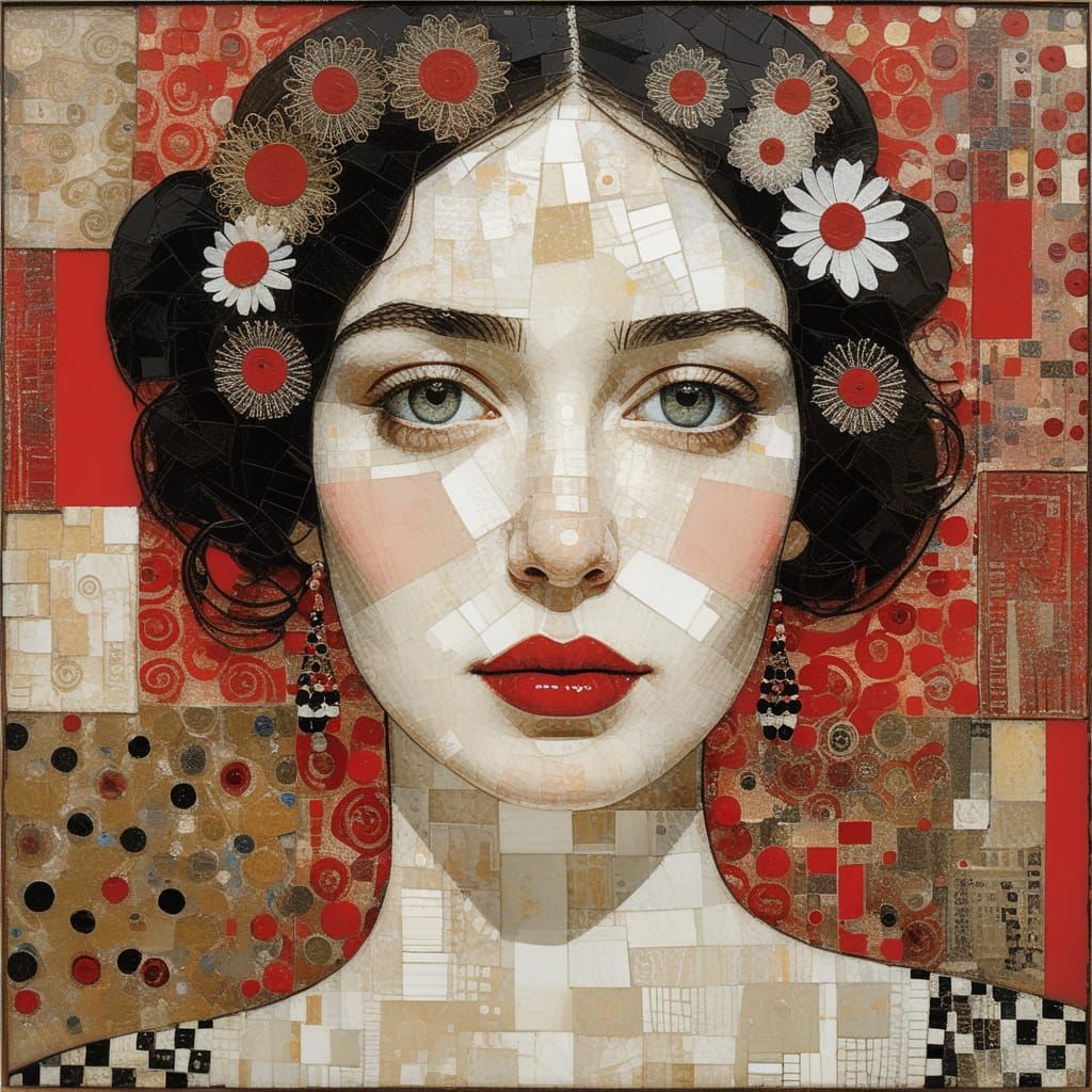 Glass Portrait in Mixed Media Style