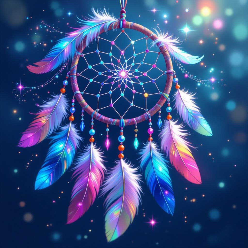 Iridescent Dream Catcher with Cosmic Glitter