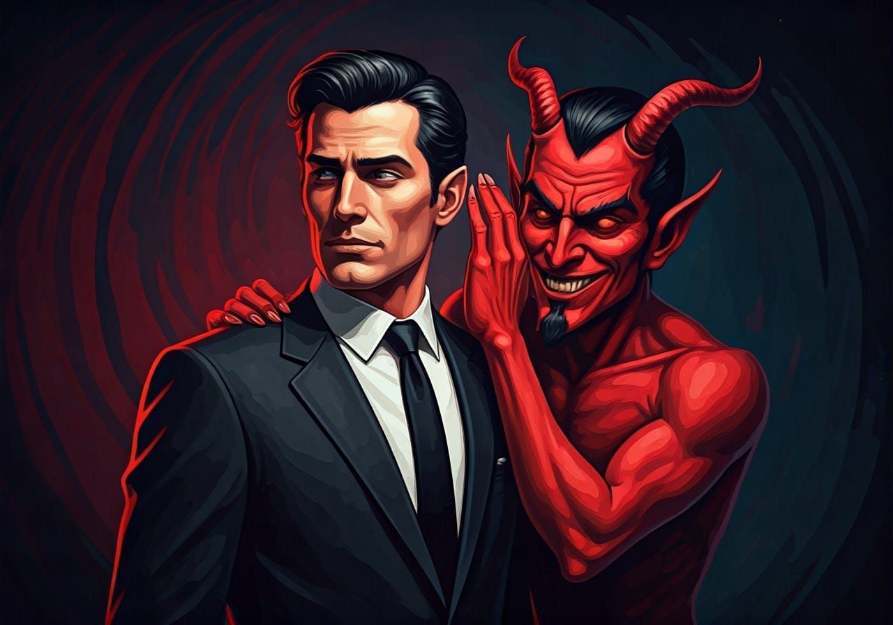 Debonair Man and Mischievous Imp in Gothic Art