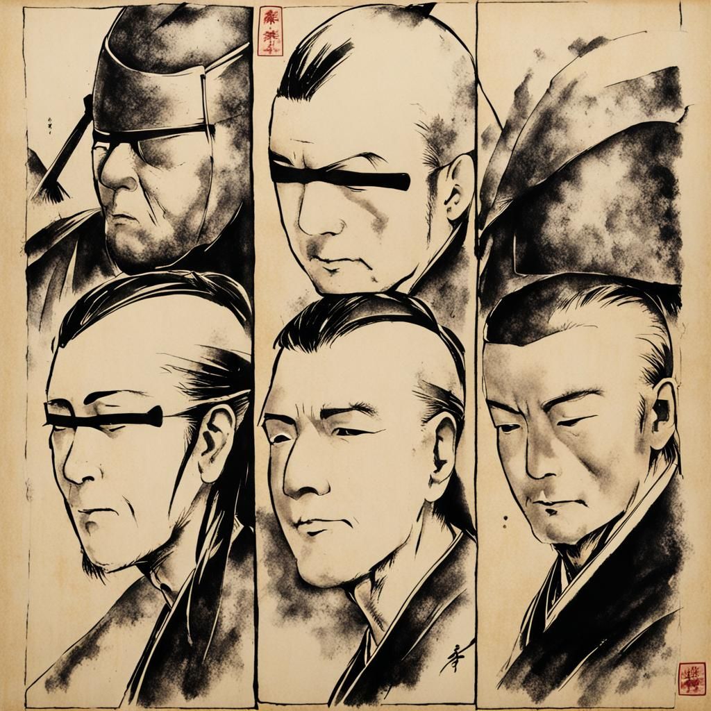 Zatoichi Portrait in Sumi-e Style
