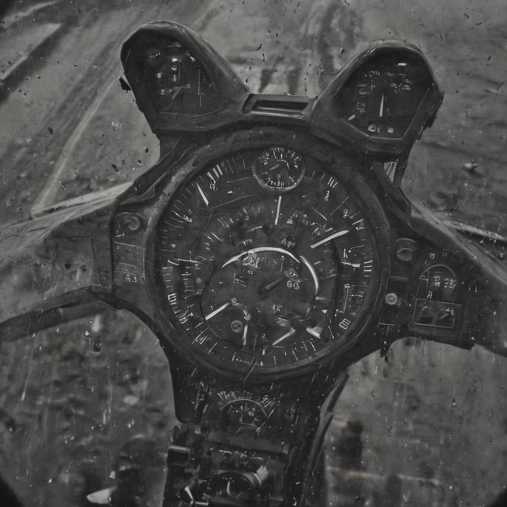 Cockpit View: Airplane Landing in Charcoal Style