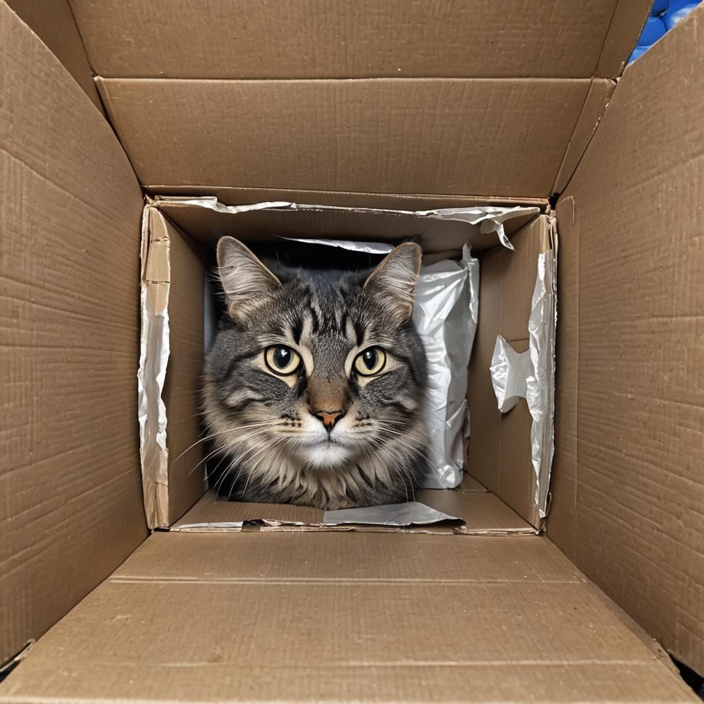 Comfy Cat Napping in Cardboard Box