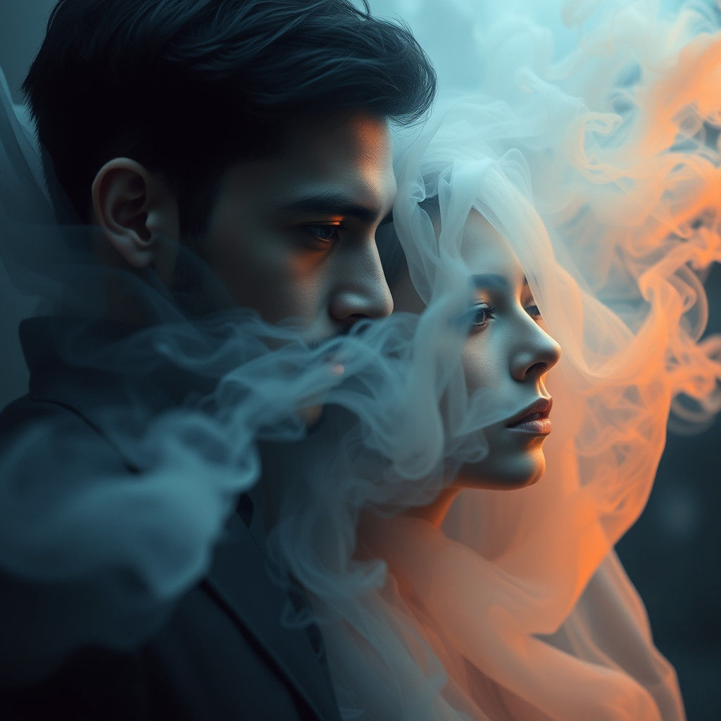Ethereal Couple in Smoke: A Photorealistic Fantasy