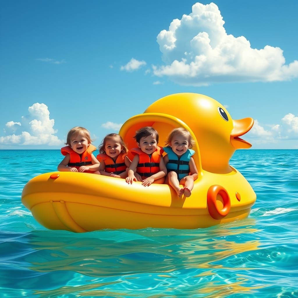 Vibrant Summer Fun on a Bright Yellow Rubber Duck Boat