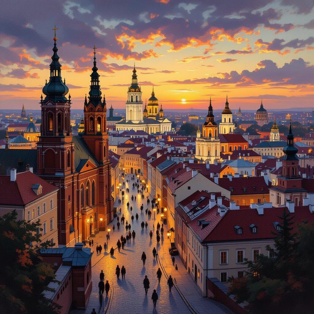 Vilnius History: Medieval to Modern Cityscape Oil Painting