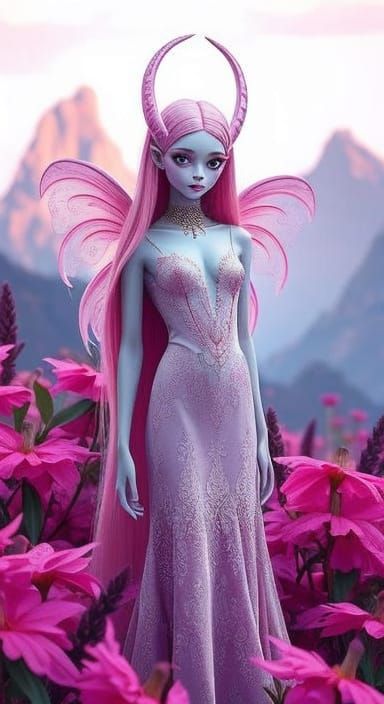 Alien Faerie Portrait in Vibrant Oil Painting Style