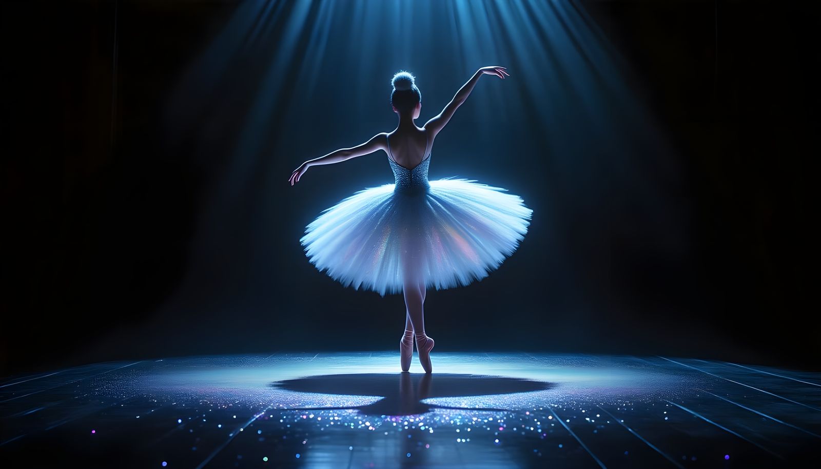 Glitter Ballerina Shines on Dark Stage