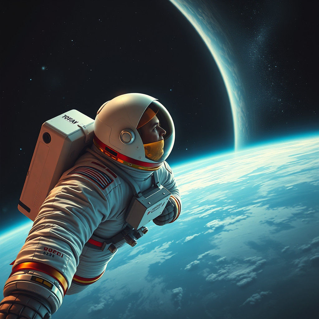 Astronaut Gazing at Earth in Sci-Fi Style