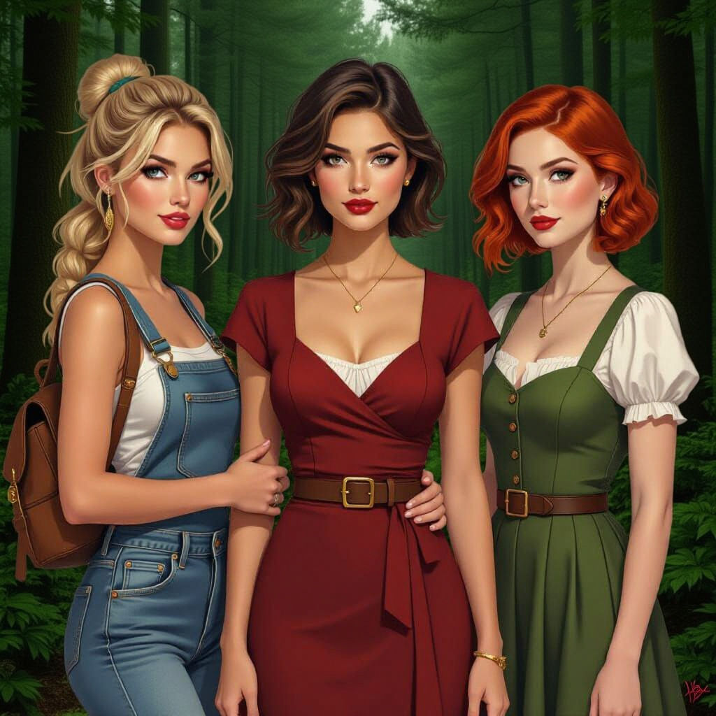 The three forms of a legendary ceilican bastet, known as Rucksack Mary, Maria Caliper and Maureen Smith.