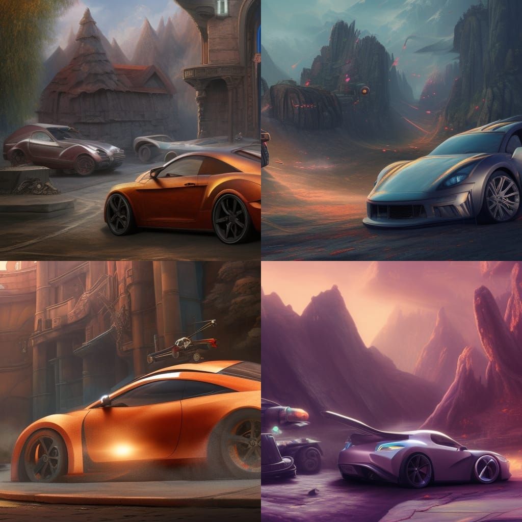 Detailed Matte Painting of a Car Show