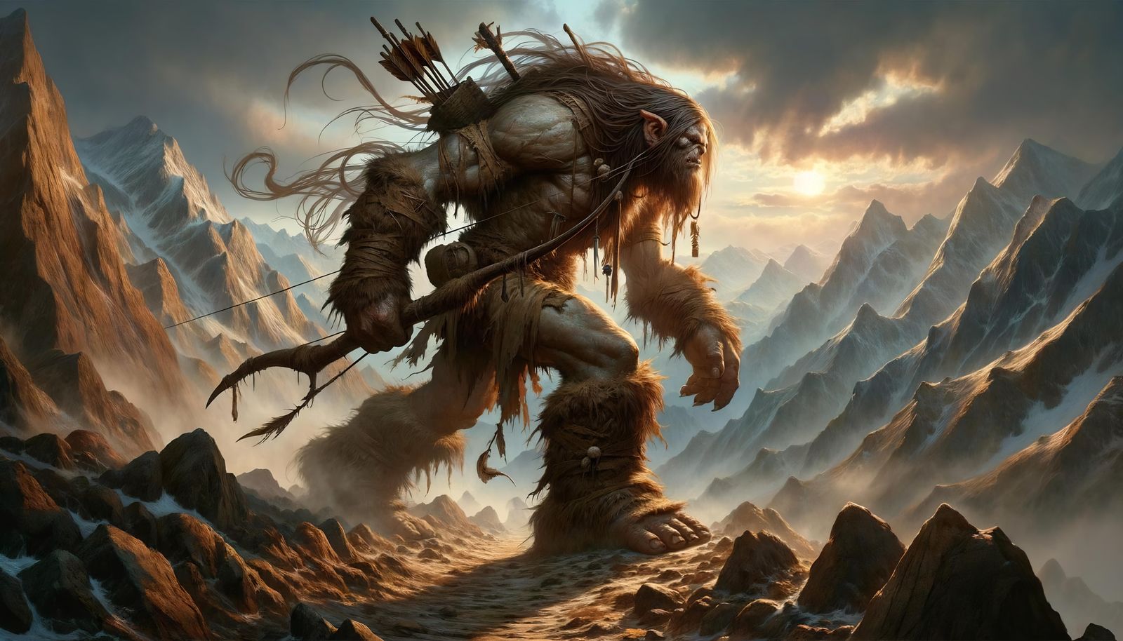 Imposing Middle-Eastern Ogress Prowls in Mountains: HD Fanta...