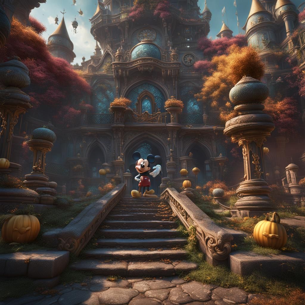 Detailed Matte Painting of Mickey Mouse