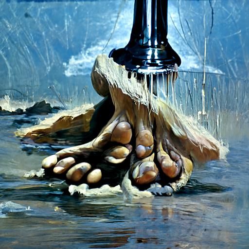 Feet with Dry Skin as Oil Painting