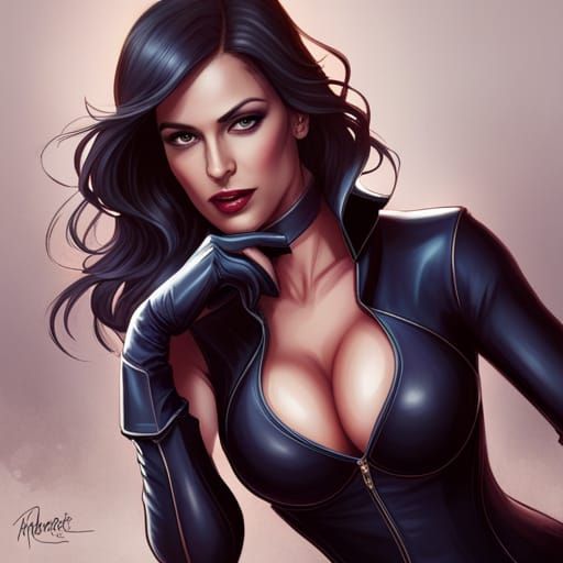 Catwoman Portrait in Hyperdetailed Digital Art Style