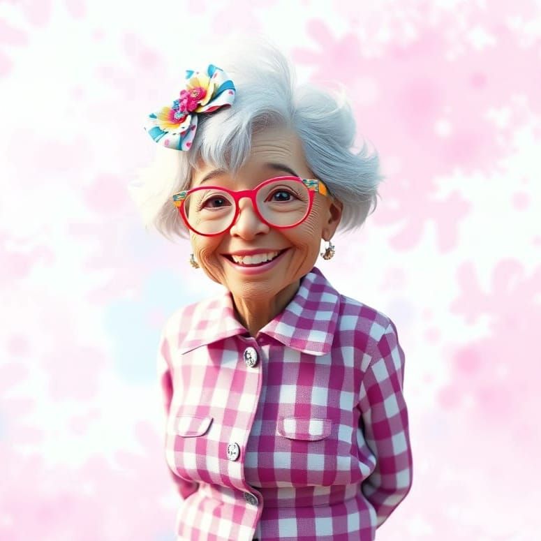 Whimsical Gingham Goddess in Vibrant Kei Style