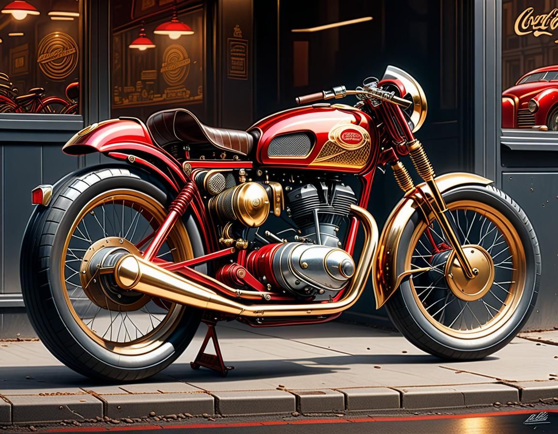 Futuristic Cafe Racer Motorcycle in Charcoal Style