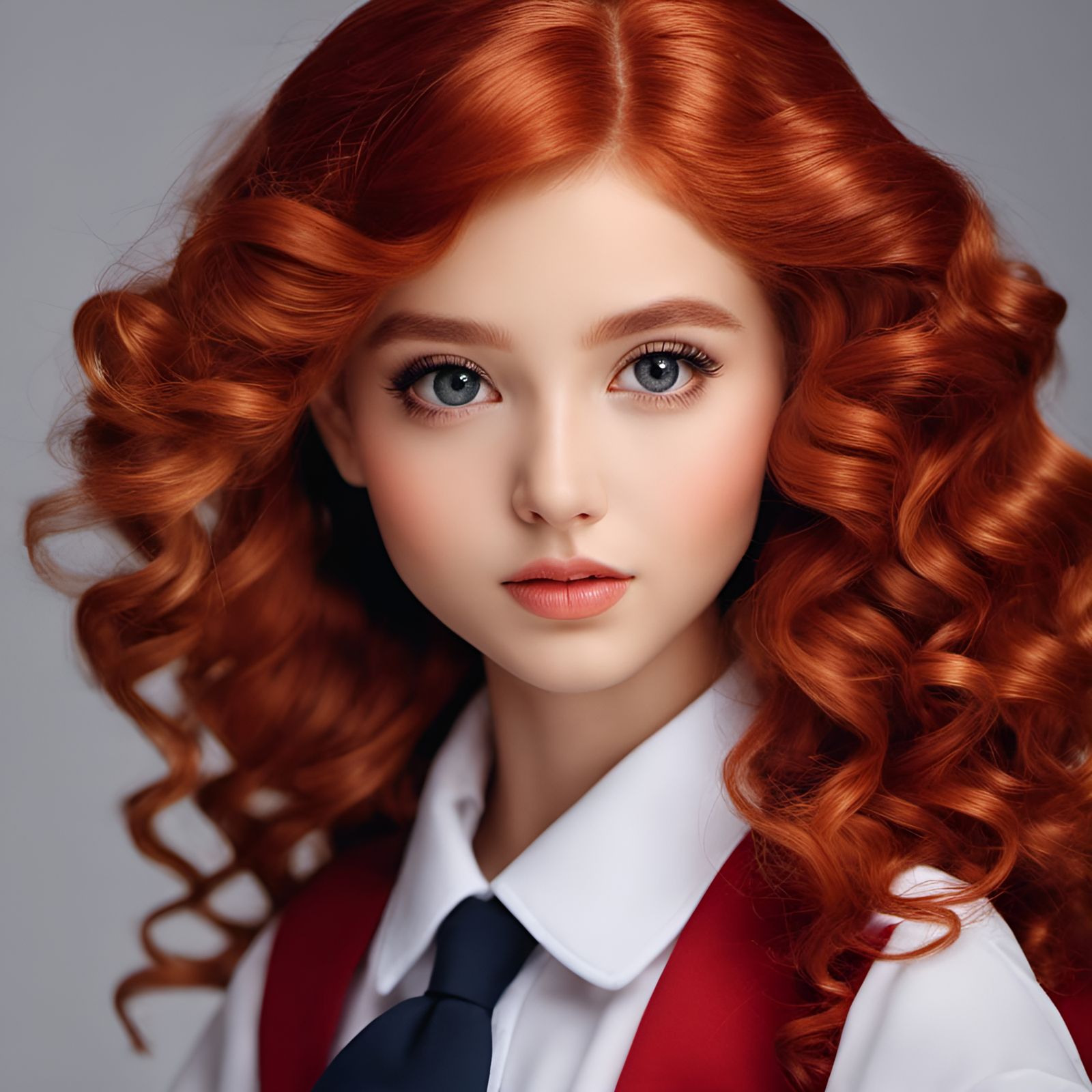 Realistic Top Model in School Uniform