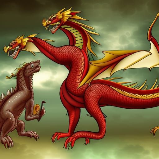 Human-Dragon Hybrid: Mythical Creature Art