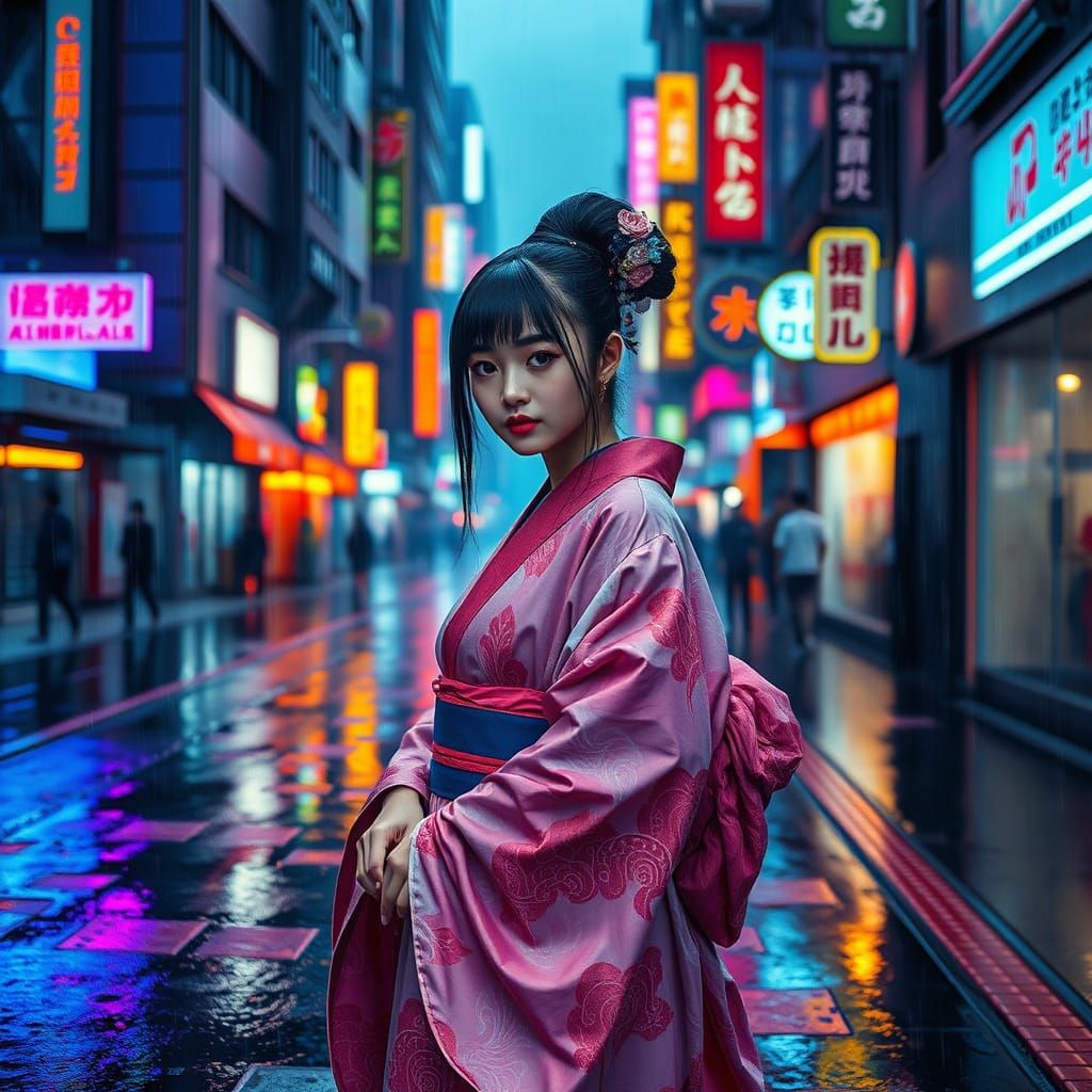 Cyberpunk Tokyo in Futuristic Neon Hues