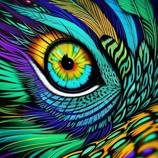 Surreal Leopard Peacock Fusion in Vibrant Oil Painting