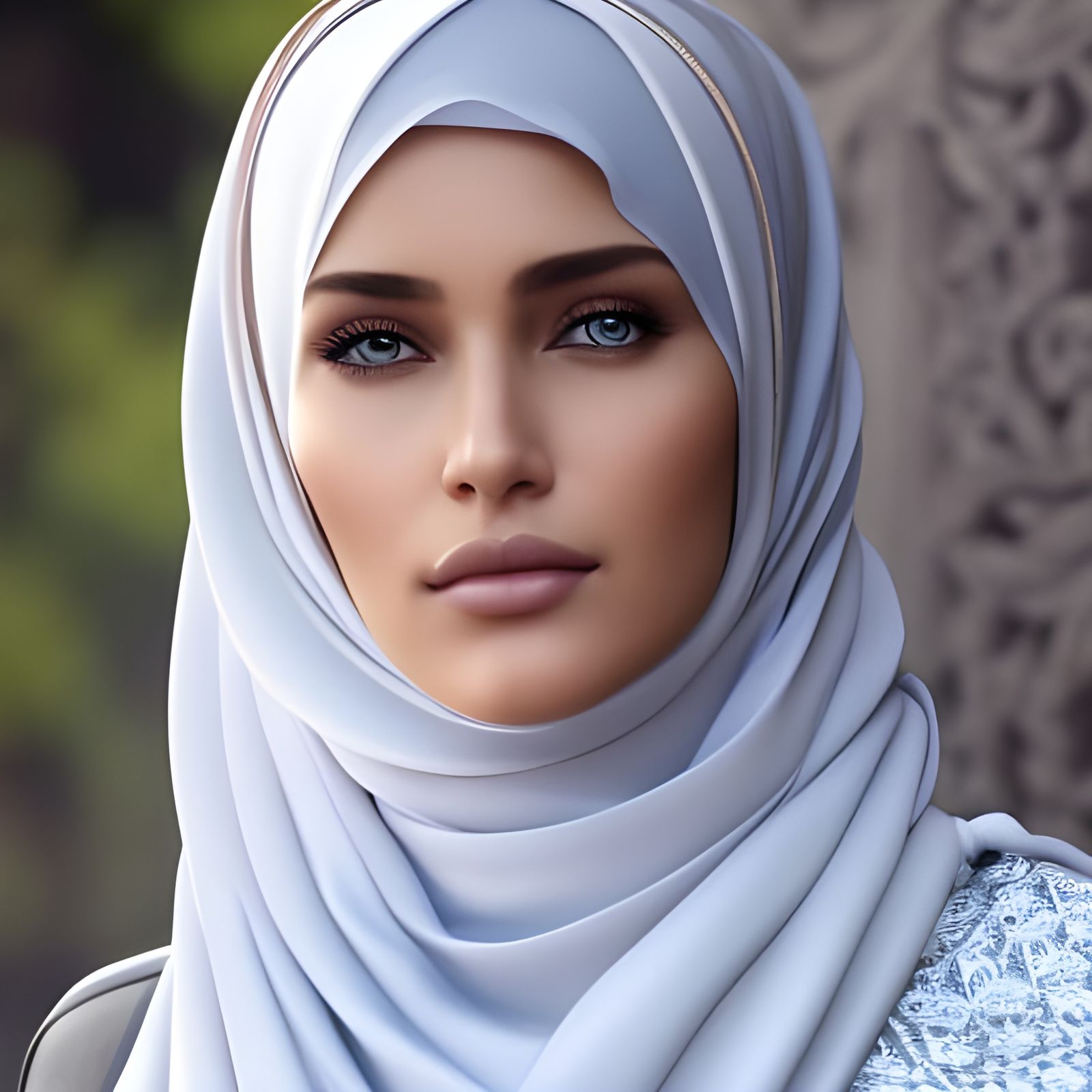 German Woman with Hijab, Hyperrealistic Portrait
